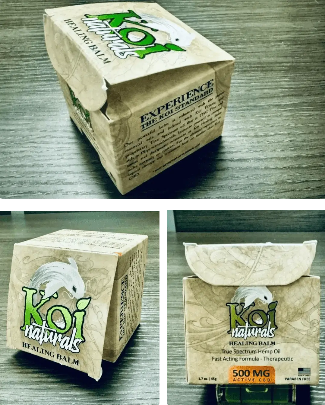 Eco-friendly Koi Naturals tissue box made from recycled newspaper.